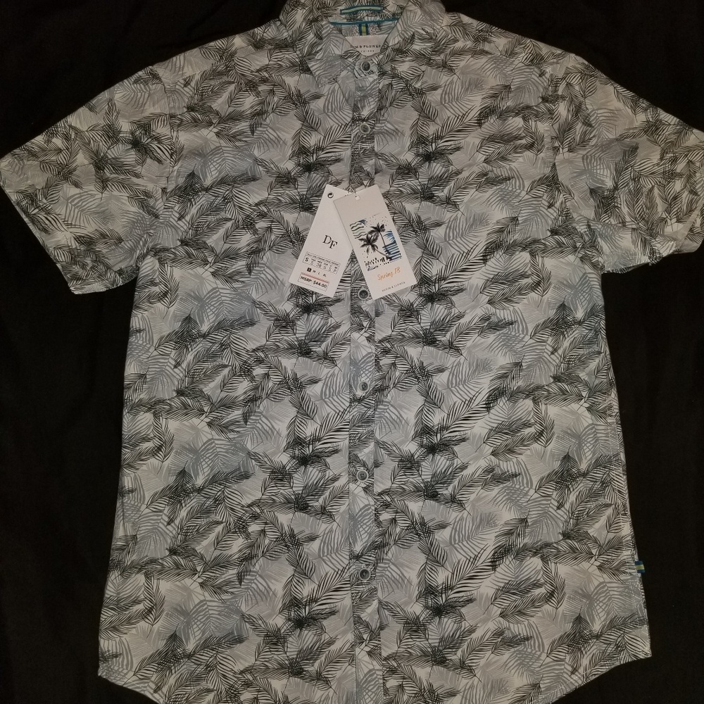 Denim & Flower leaf print shirt (green)